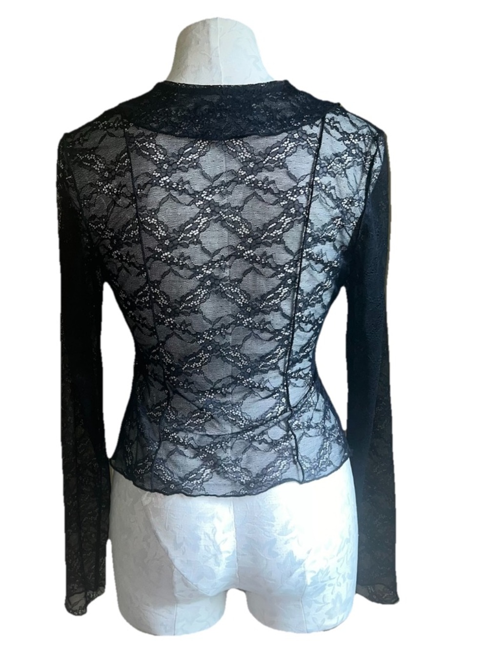 Urban Outfitters Moonlit Sheer Black Lace Flyaway Top - Size Medium - Picture 9 of 14